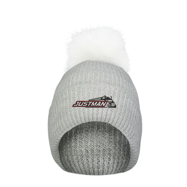 Pacific Headwear Faux Fur Pom Beanie - Embroidered Logo Thumbnail