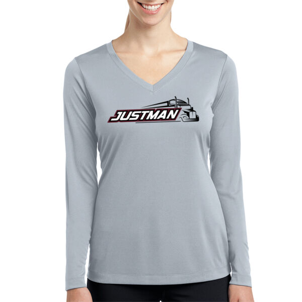 Sport-Tek® Ladies Long Sleeve PosiCharge® Competitor™ V-Neck Tee - Printed Logo Thumbnail