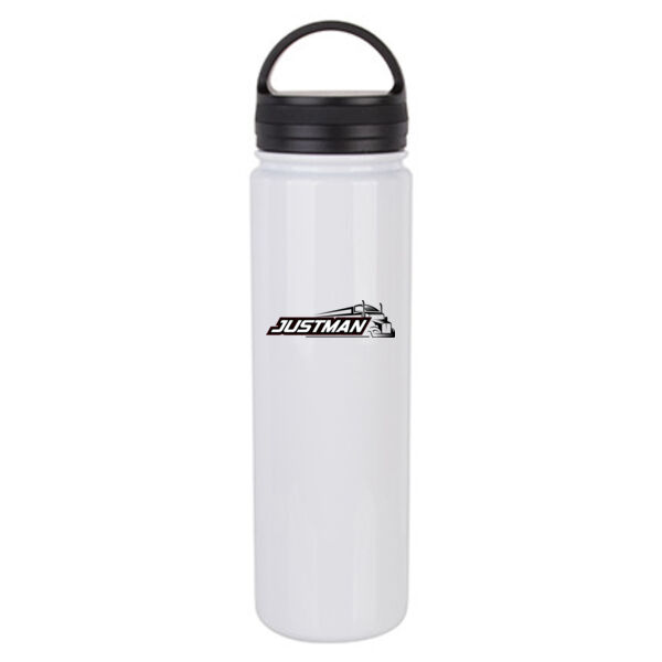 23oz Stainless Steel Flask Bottle w/Portable Lid - Sublimated Logo Thumbnail