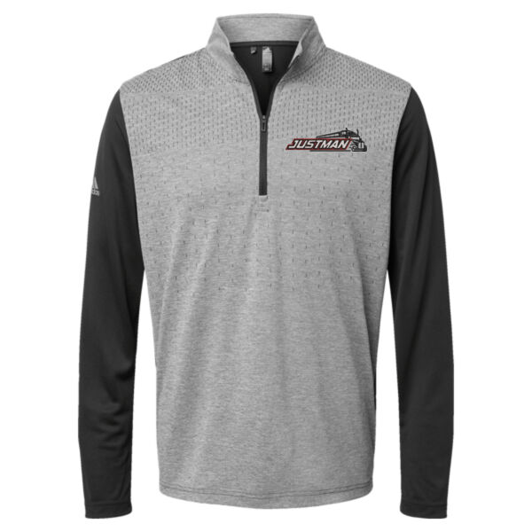 Adidas- Heather Block Print Quarter-Zip Pullover - Embroidered Logo Thumbnail